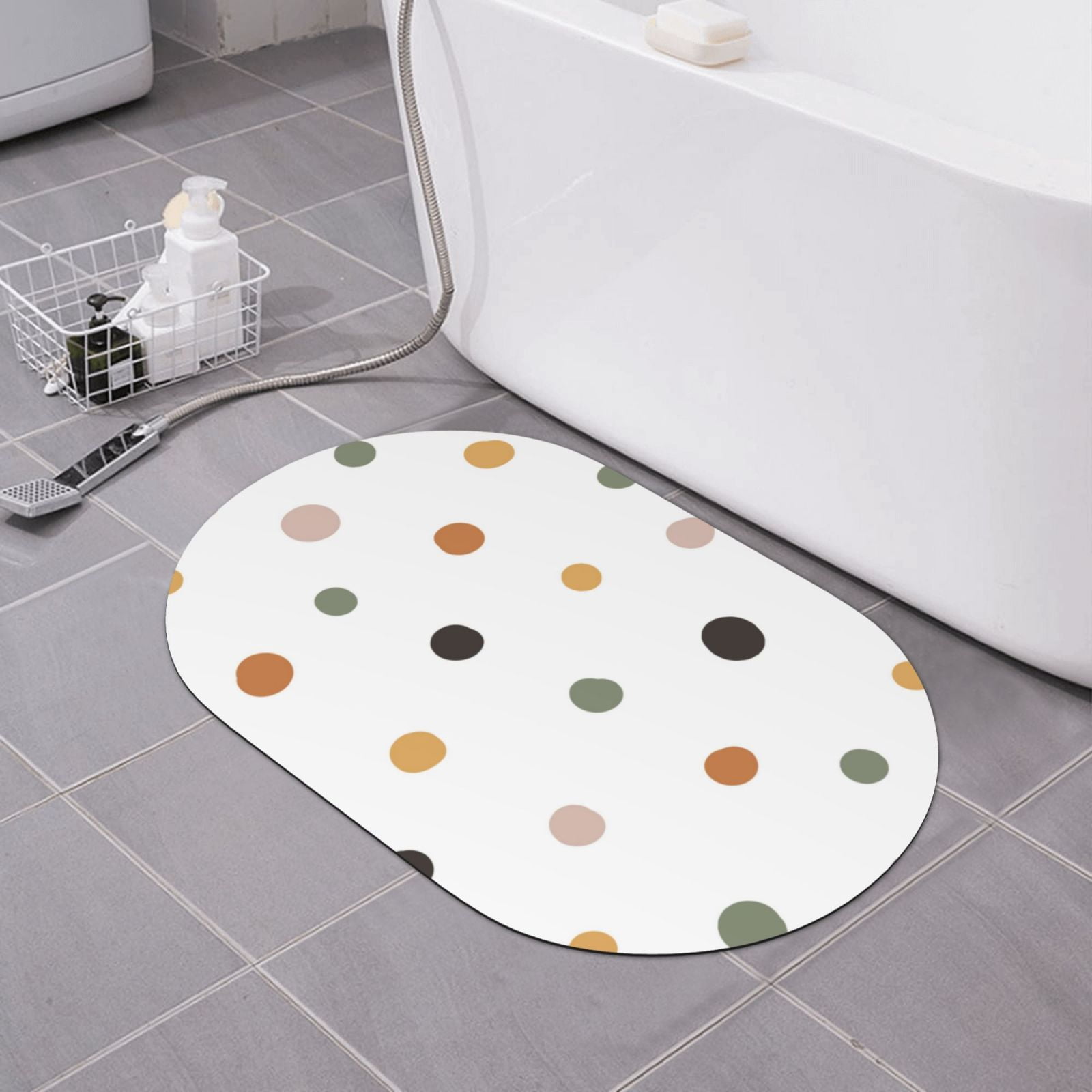ZNDUO Vintage Polka Dots Pattern Bath Mat, NonSlip and Absorbent