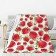 thumbnail image 1 of ZNDUO Watercolor Red Strawberry Pattern Pattern Thickening Blanket, Fluffy Soft Cozy Flannel Throw Blankets, 80"x60" Inches, 1 of 8