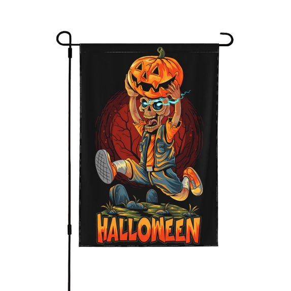 ZNDUO Zombie Evil Pumpkin Pattern Halloween Garden Flag, Small Yard Lawn Flag for Outdoor House Decor Holiday Home Decorations, 12.5"x18"