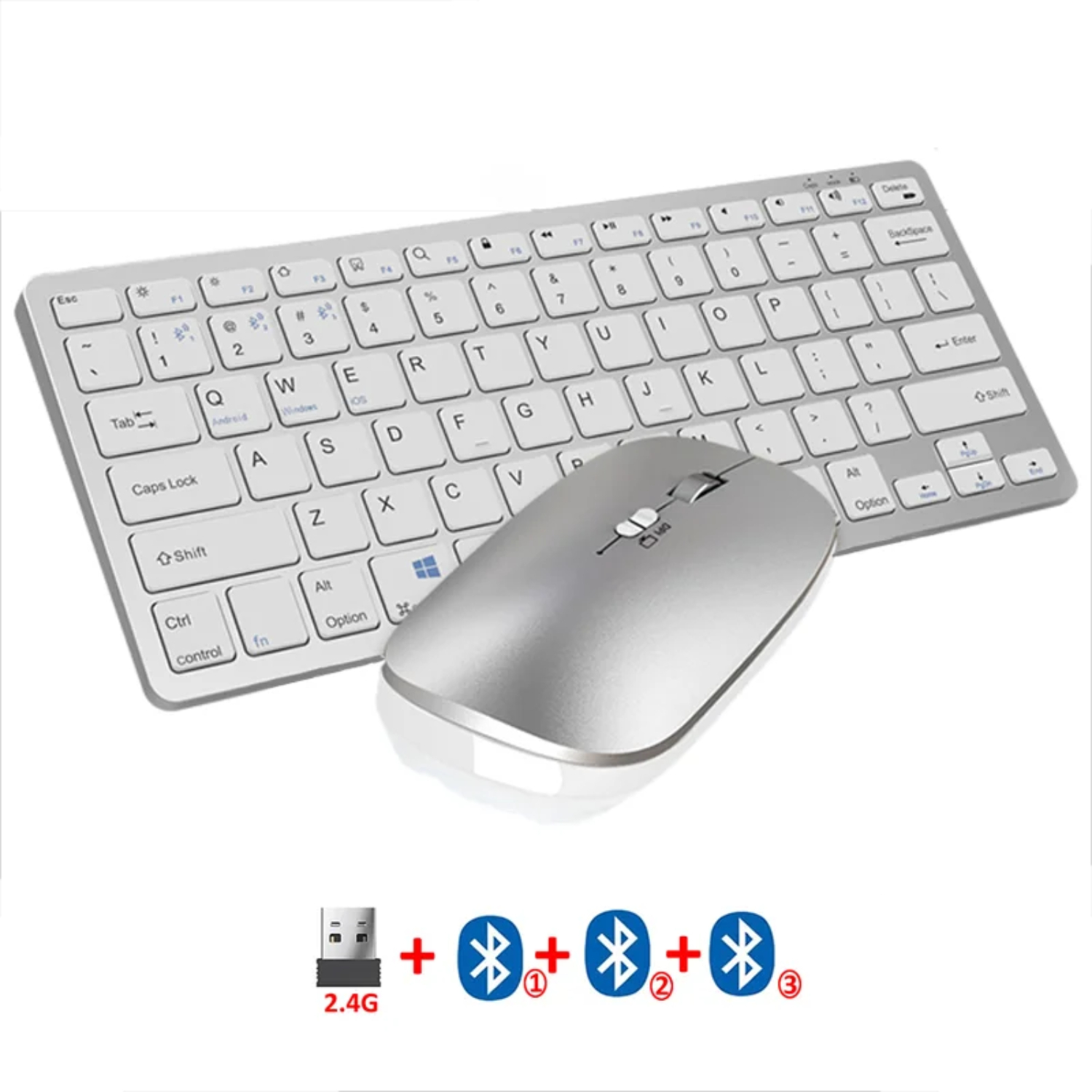 ZNGPNG 2.4G+Bluetooth Wireless Keyboard Mouse Combo Rechargeable Mini