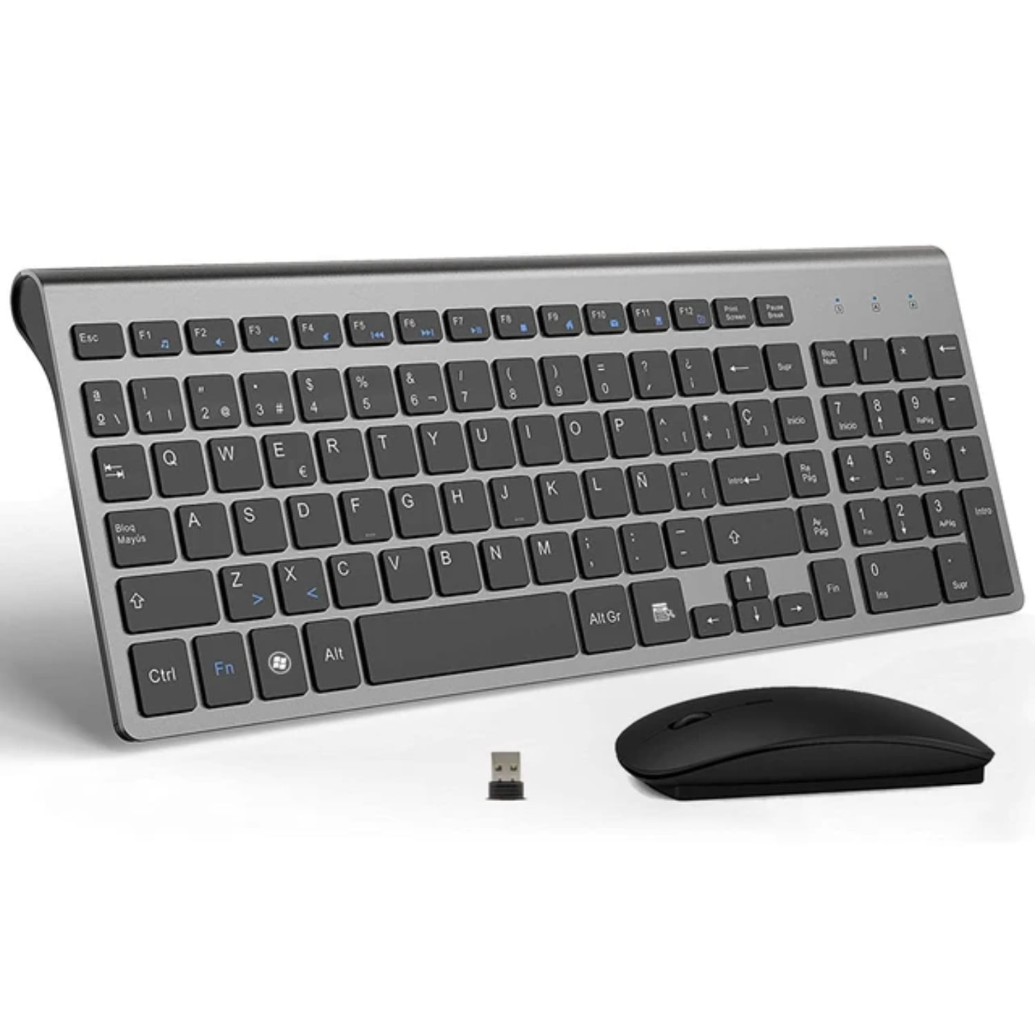 ZNGPNG Spanish Wireless Keyboard and Mouse Ultra Slim Combo 2.4G Silent