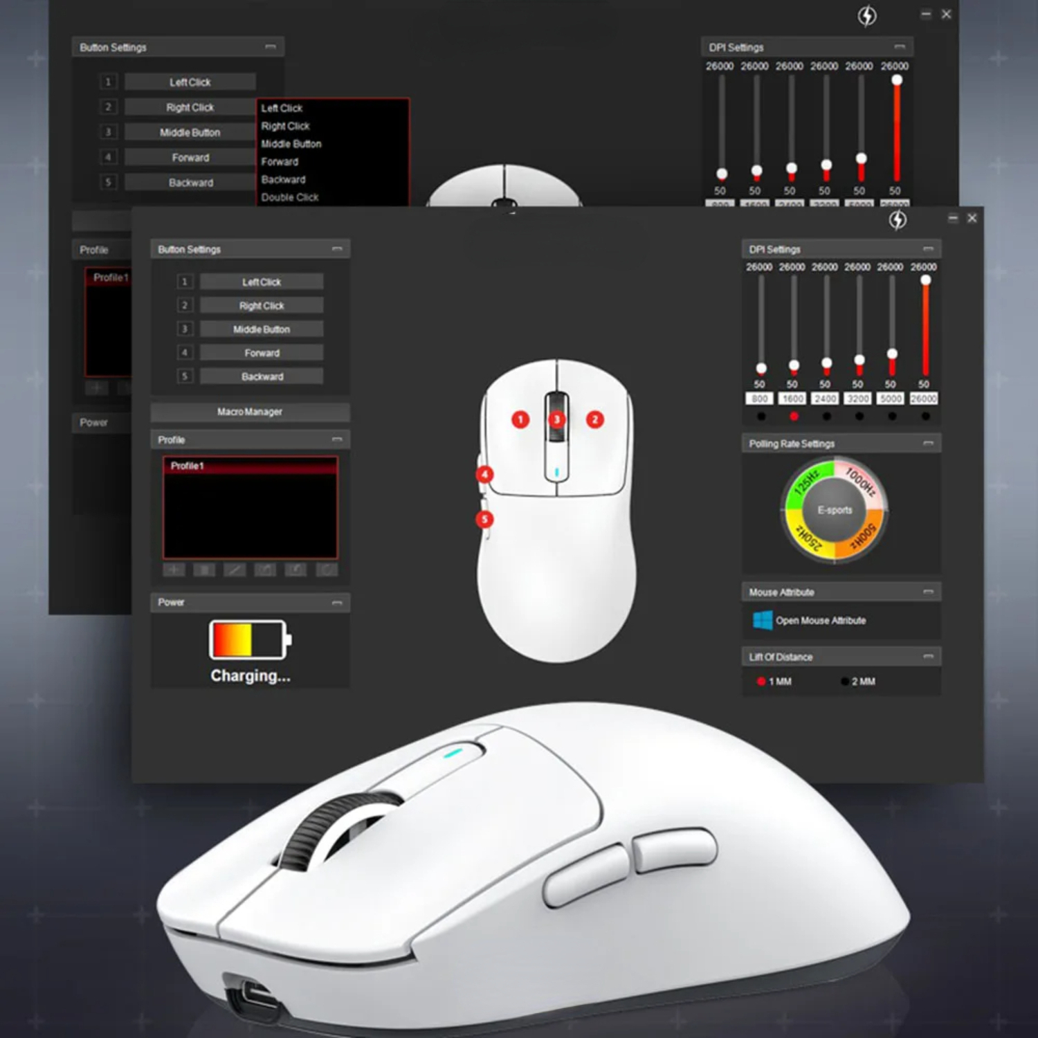ZNGRJIR Lightweight and Versatile 49g Attack X3 Pixart 3395 Wireless WIFI 2.4G Bluetooth Gaming