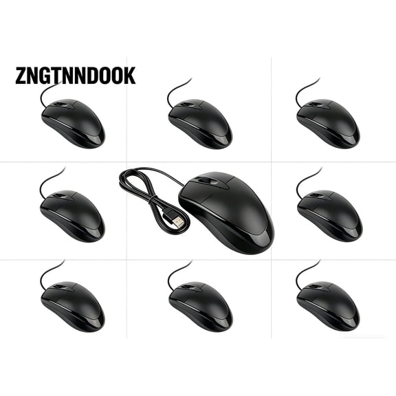ZNGTNNDOOK 4 Pack Wired USB Mouse Bulk for Classroom, Black Plug and Play 3-Button Corded Mice for School Computer Labs