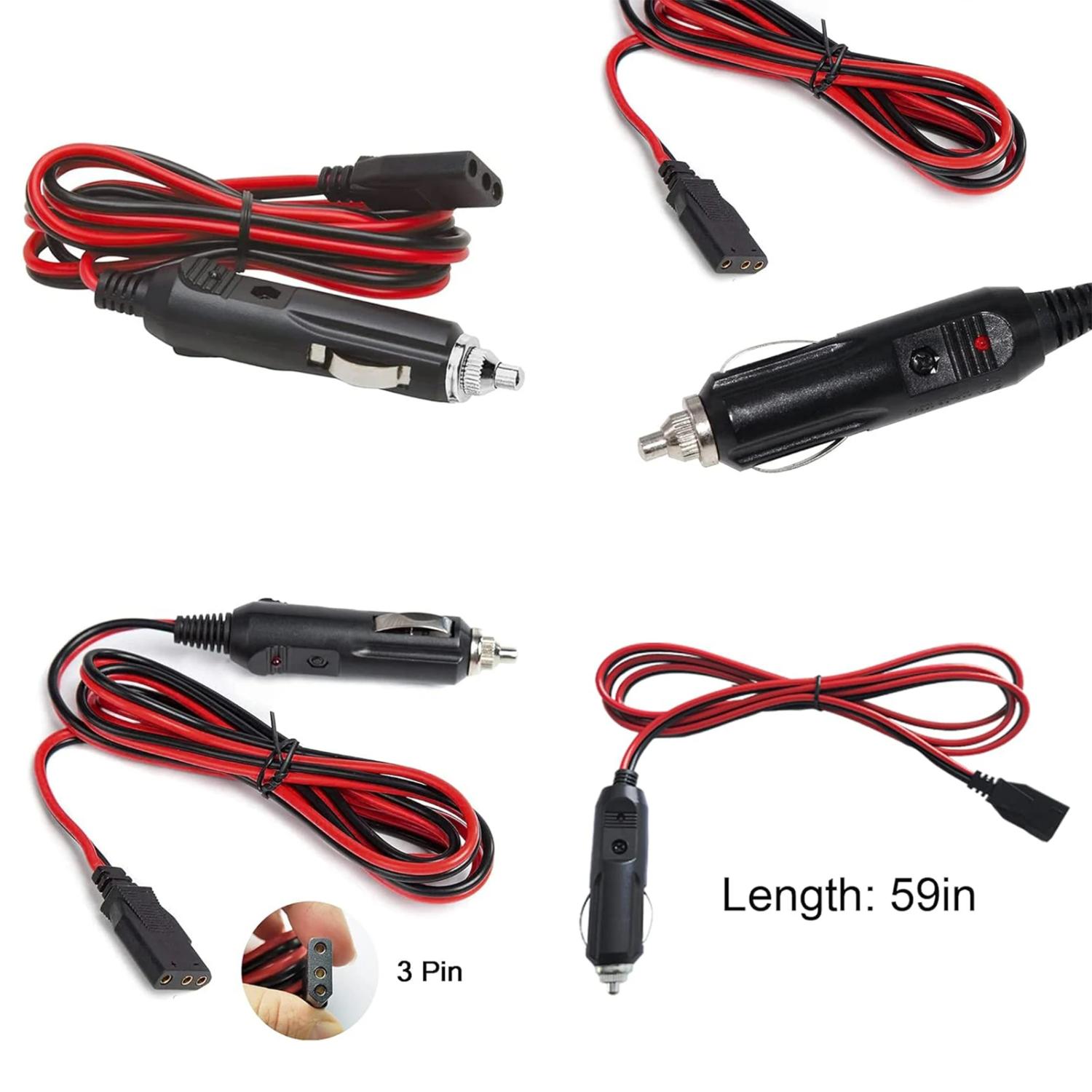 ZNGXYU Heavy Duty 16 Gauge 2 Wire 12V Plug CB Power Cord with 3 Pin