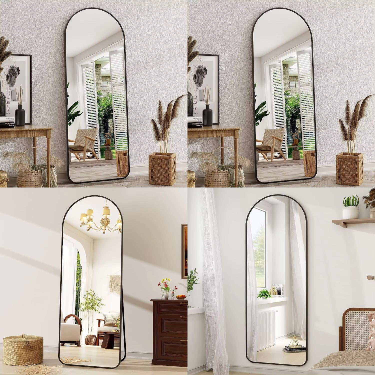 ZNGXYU Safe Bottom Full Length Arched mirror 64”x21” Floor Standing and