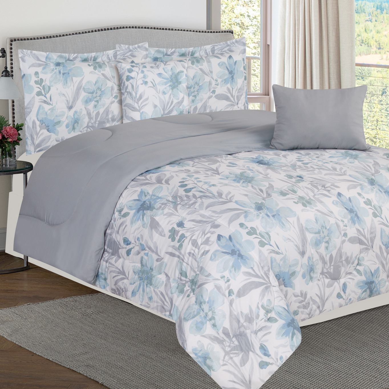 ZNGYXMN Luxurious 5 Piece Comforter Set with Coordinating Decorative