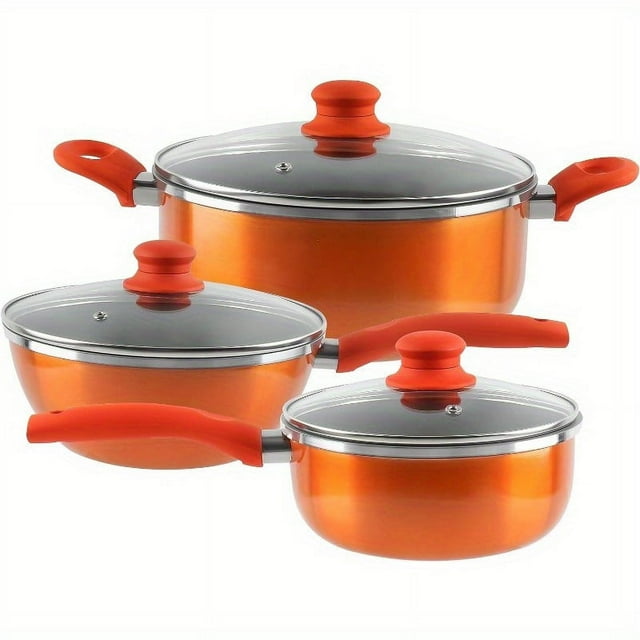 ZNGYXMN Ultra Nonstick Orange Pot and Pan Set with Ceramic Coating