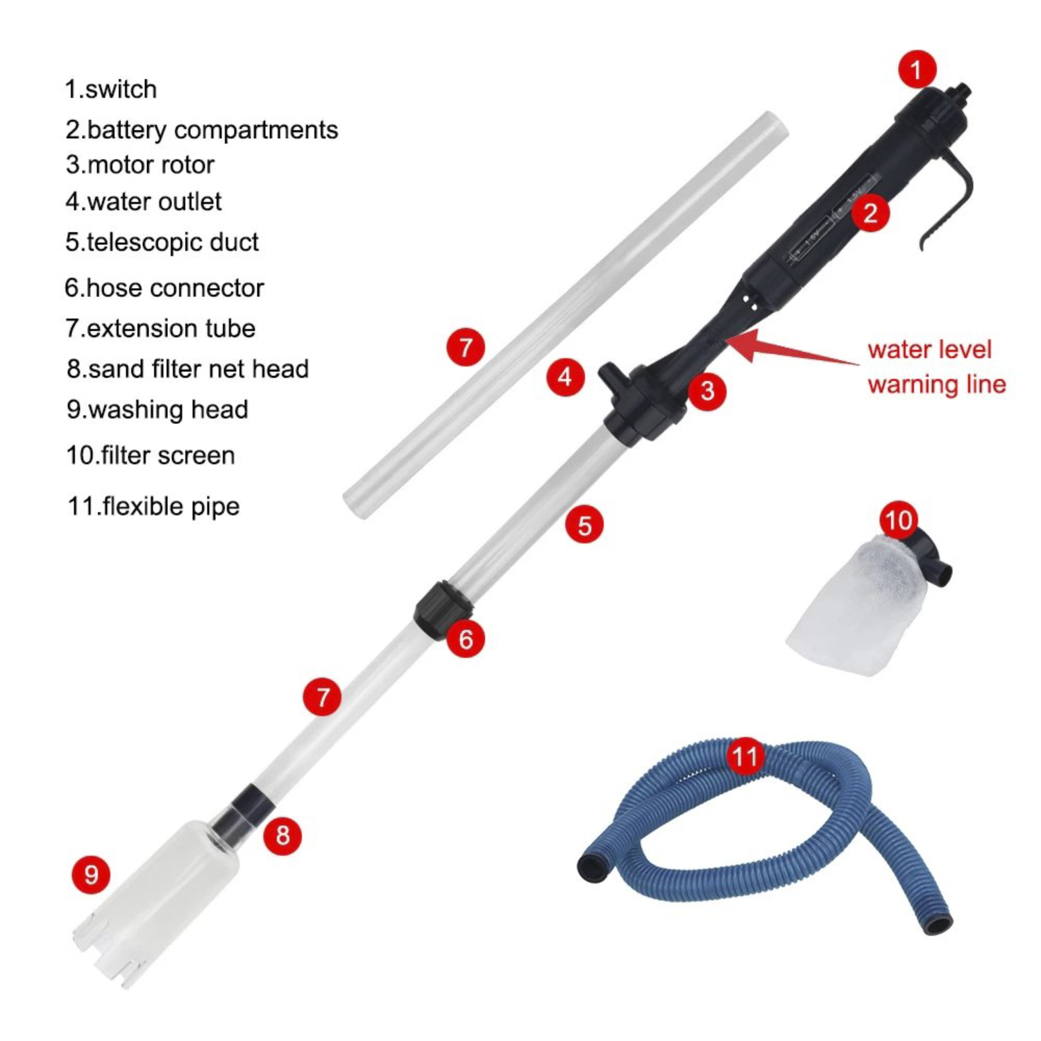 ZNGYXN Electric Fish Tank Gravel Cleaner with AirPressing Button Water