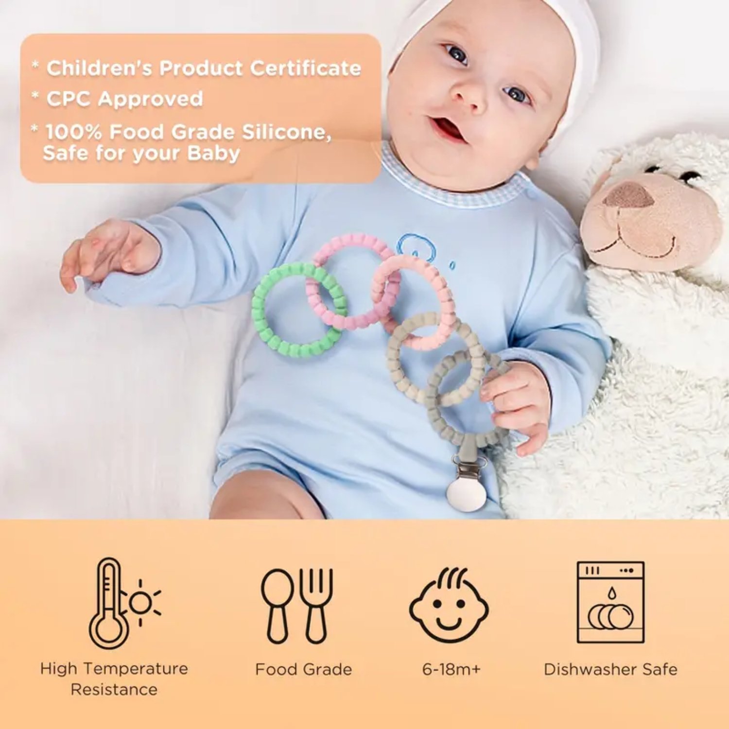 ZNGYXN Gentle and Safe Soft BPAFree Baby Silicone Teether Easyto