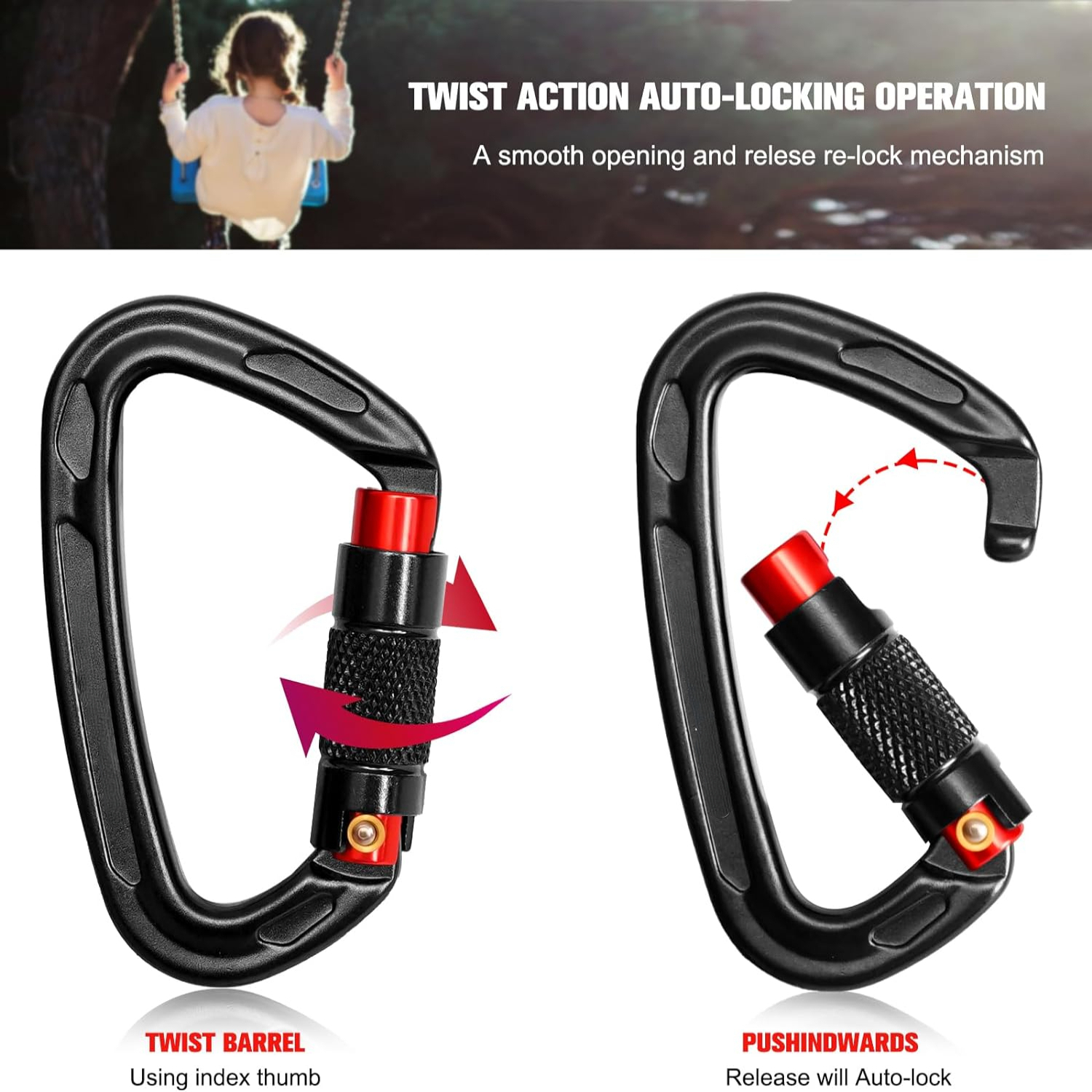 ZNGYXN HighQuality Premium Heavy Duty Locking Carabiner Clips for