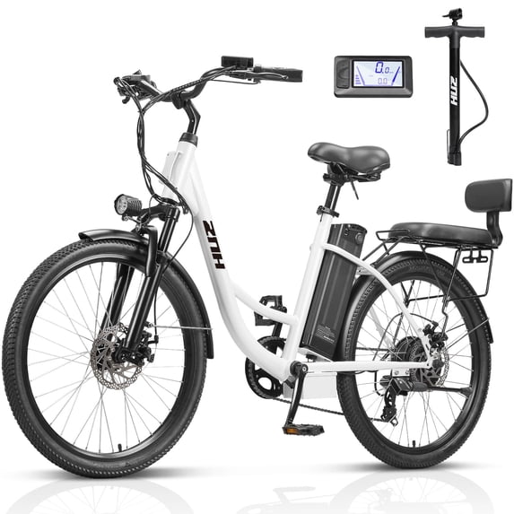 ZNH 24 inch Step Thru Electric Bike for Adults Women, 750W Motor City Ebike, 48V 13Ah Removable Lithium‑ion Battery, Electric Commuter Bike w 7‑Speed, UL2849 Certified,Class 2,White