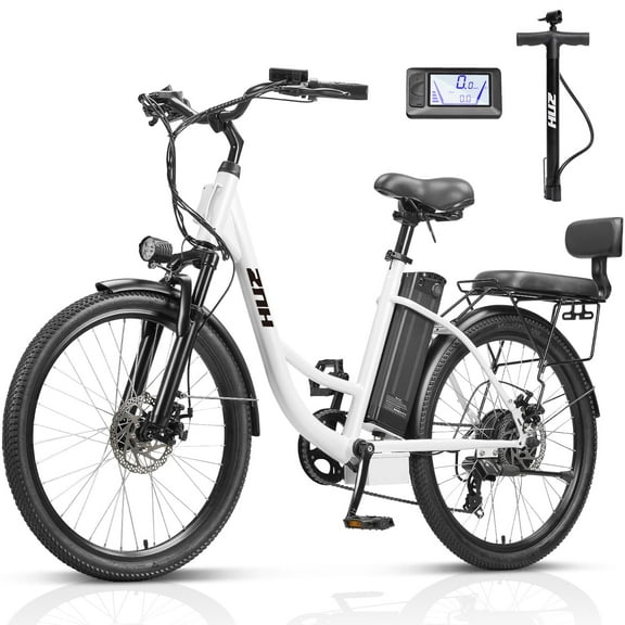 ZNH 26'' Electric Commuter Bike,700w Electric Bicycle w 48v13ah Removable Batttery,City Ebike w Rear Frame,Easy to Install,UL2849,7-Speed,White