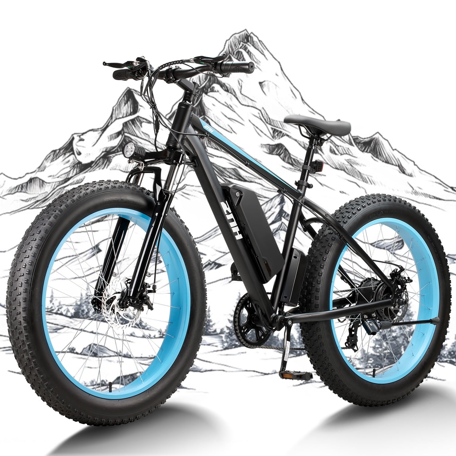 ZNH 26'' Fat Tire Electric Bike for Adults,1000W Peak Powerful Brushless Motor,Electric Mountain Bike w 48v 13ah Removable BatteryMax 20mph Snow Bike for MenUL2849Black