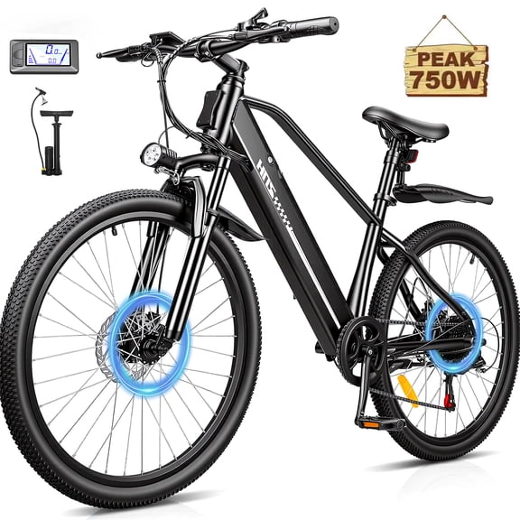 ZNH 750W Electric Bike for Adults Ebike，26'' Electric Mountain Bicycle w 48V 13Ah Removable Battery, Max 20mph, 7 Speed,UL2849 ,Black