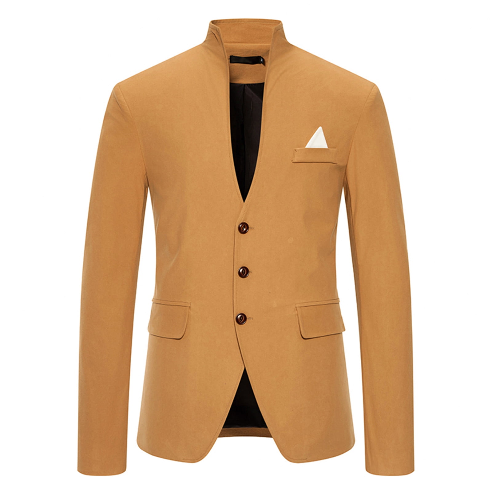 Jacket Mens Long Sleeve No Hat Button Standing Collar Slim Fit Clothing Suit Outdoor Clothing Lapel Wedding Suit Blazer Blazer