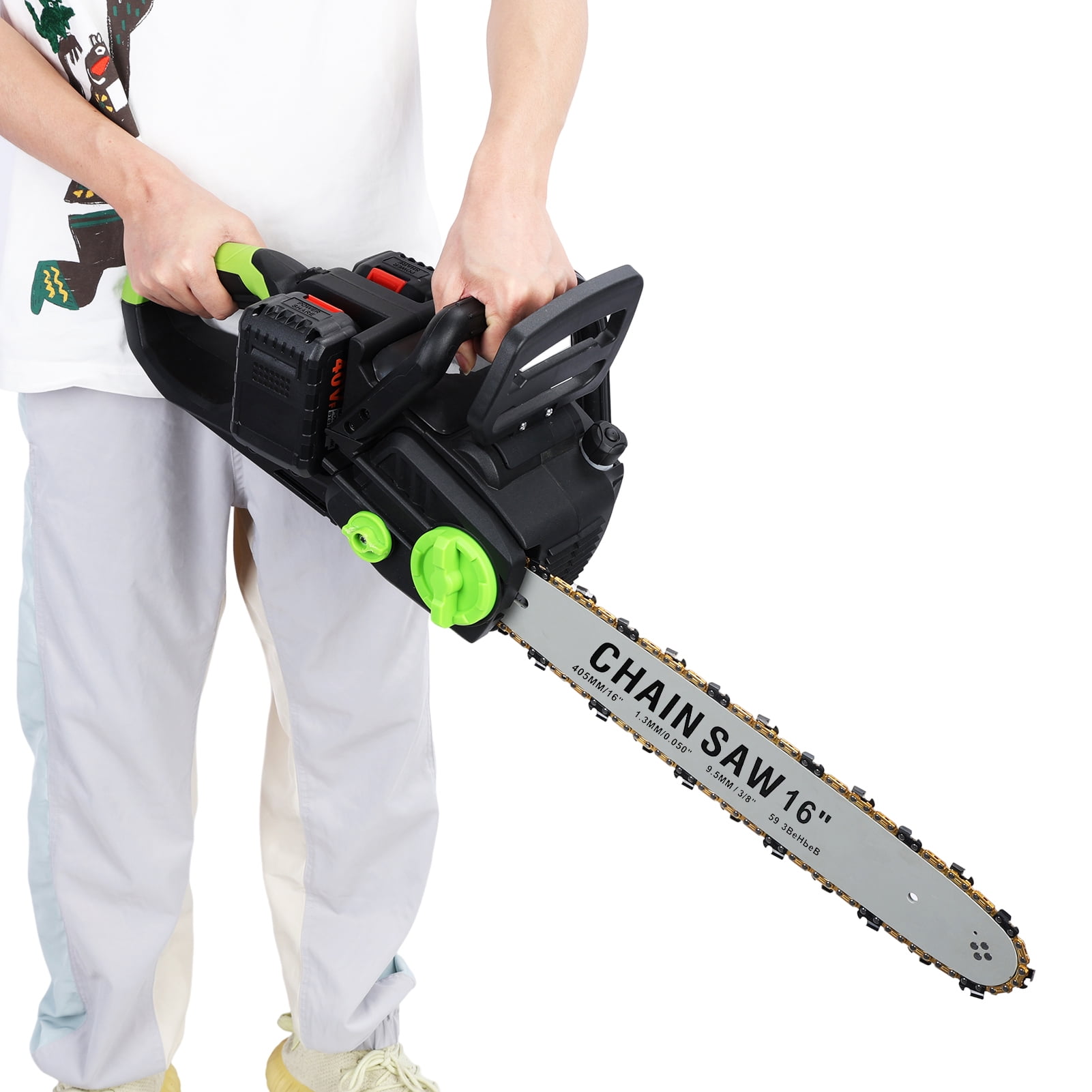 ZNNT 16" Cordless Electric Chainsaw 1800W Brushless Motor Chain Saw Kit with 2*4Ah Battery for Wood Cutting