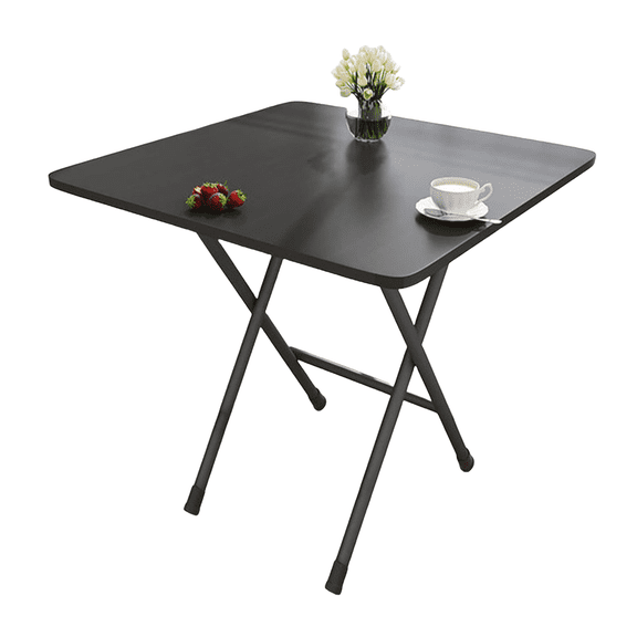 ZNNT 24" Square Dining Table for 2-4, Foldable Study Writing Computer Desk Small Table with Steel Legs for Home, Apartment, Black