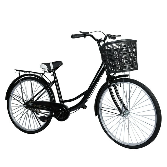 ZNNT 26" Beach Cruiser Bicycle, Commuter Bike with Basket, Steel Frame Urban Bike for Adult/Men/Women