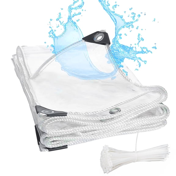 ZNNT 8.5 x 10 ft Clear PVC Tarp, Waterproof