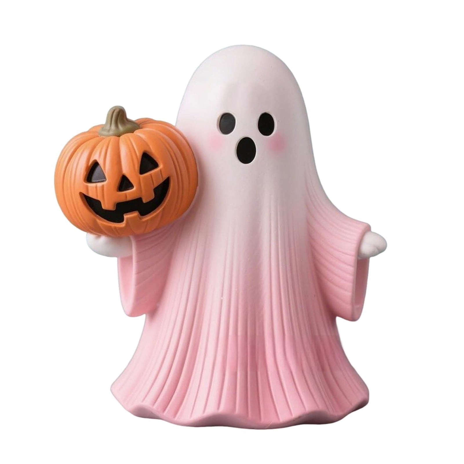 ZNNT Halloween Statue Pumpkin Ghost Shape Figurine Pink Resin Statue