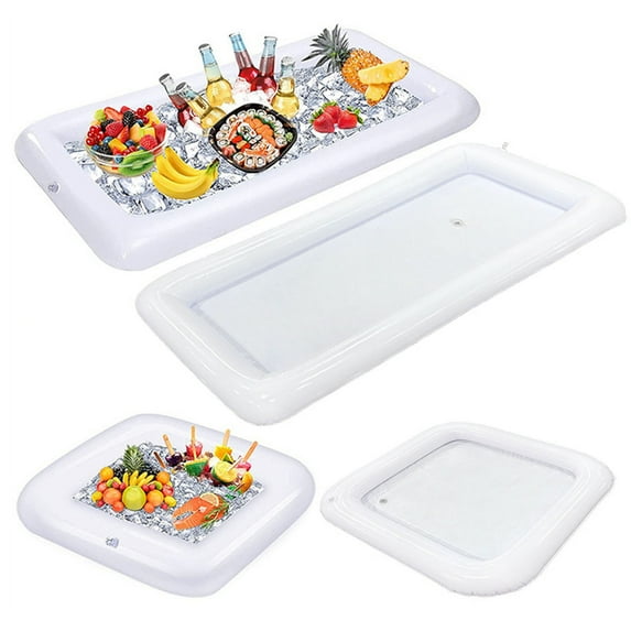 ZNNT Inflatable Serving Bar Leak-proof PVC Summer Rectangle Square Salad Ice Tray Food Drink Container Buffet Cooler Outdoor Swimming Pool Party Supplies_Clearance_Inflatable Tray