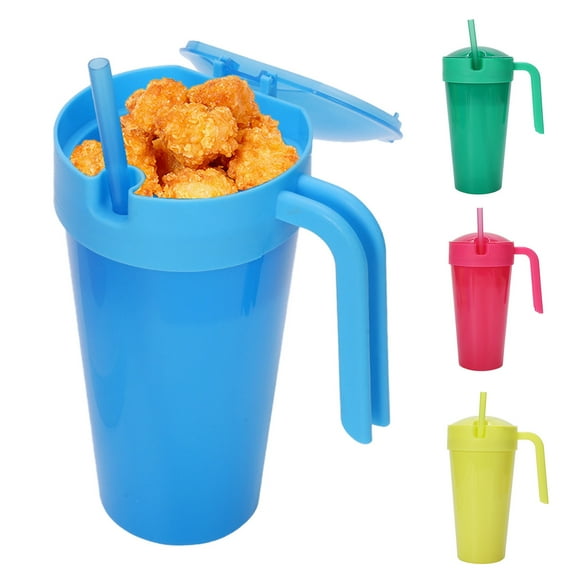 ZNNT Kids Snack And Drink Cup Combo Leak-Proof 2-in-1 Popcorn Holder with Handle Portable Stadium Tumbler for Travel Home Movies_Clearance_Drinking Mug