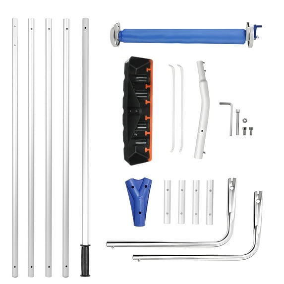 ZNNT Roof Rake for Snow Removal, Snow Rake with 2 Scraping Heads, Telescopic Roof Snow Rake for Cleaning Leaves Sticks And Debris, Dual-Use Yard Rake for Lawn