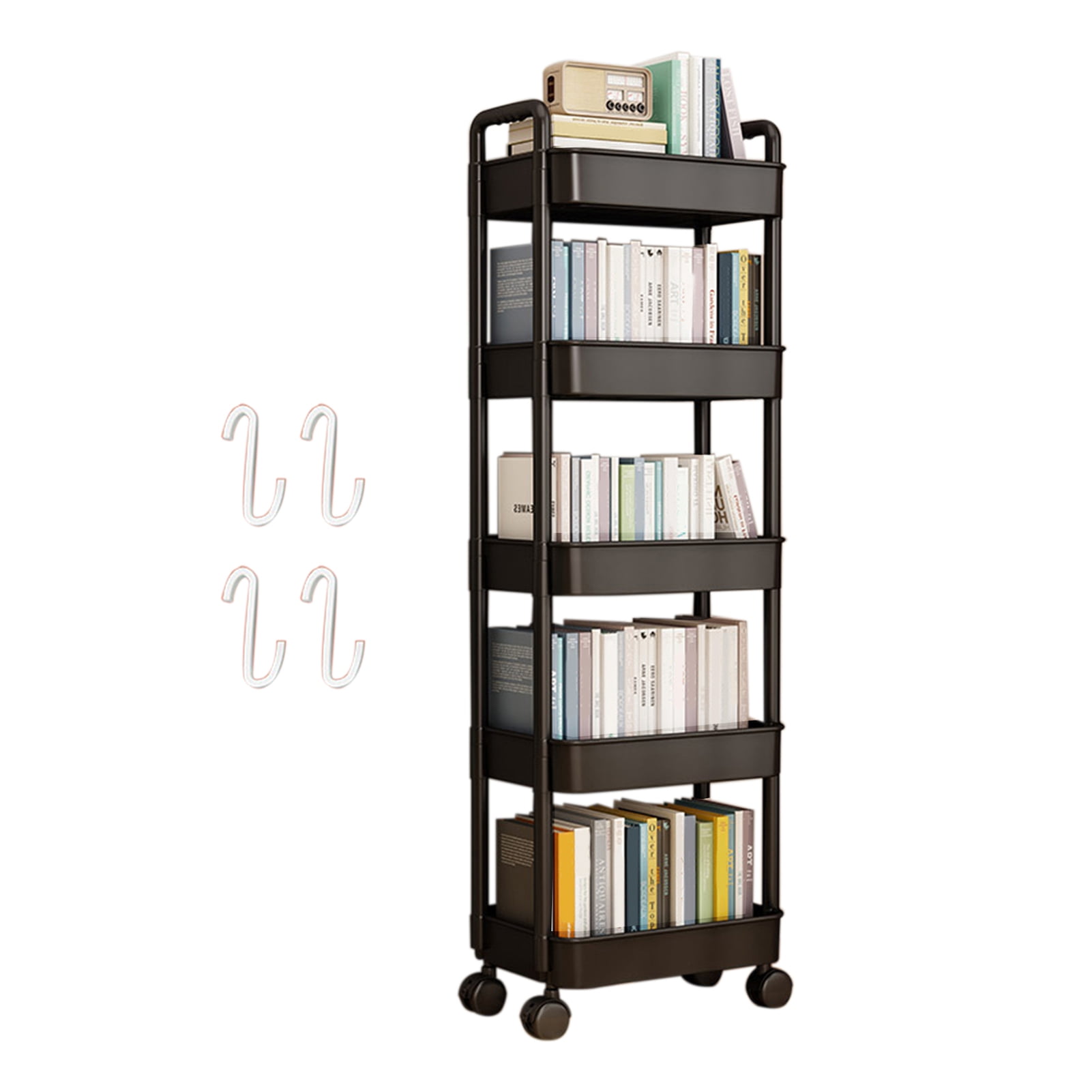 ZNNT Storage Rack 4-Tier Rolling Cart with Wheels Sturdy Construction ...