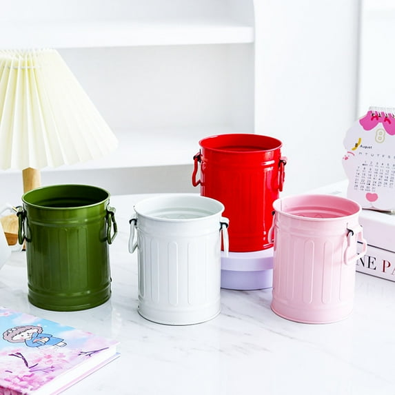 ZNNT Vintage Metal Pen Holder Large Capacity Desk Organizer for Office Pens Pencils Makeup Brushes Rust-Proof Iron Bucket with Handles -Clearance-Pen Holder