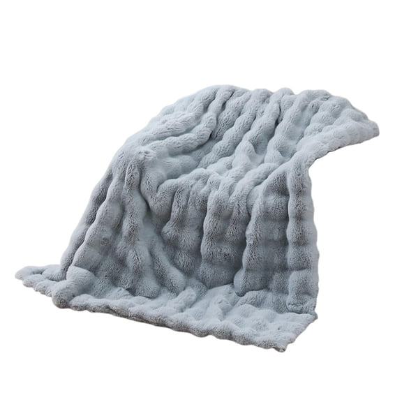 ZNNT Winter Throw Blanket Thickened Fuzzy Plush Bubble Design Cozy Warm Quilt Bedroom Living Room Office Home Bed Sofa Faux Rabbit Fur Blanket