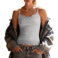 thumbnail image 1 of ZNQHFRE 2 Pack Women's Lace Camisole Tank Tops, Built‑In Bra Pads, Adjustable Spaghetti Straps, Sleeveless Layering Undergarment S, 1 of 5