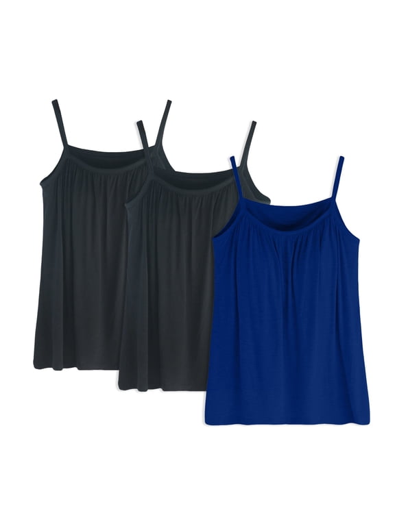 3 Pack Women's Plus Size Loose Fit Cotton Tank Top With Built‑In Bra, Sleeveless Casual Yoga Fitness Camisole 6XL
