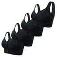 thumbnail image 1 of ZNQHFRE 4 Pack Plus Size Wireless Front Snap Closure Bra Wide Straps Full Coverage Soft Support Underwear Black 36, 1 of 3