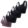 thumbnail image 1 of ZNQHFRE 4 Pack Plus Size Wireless Front Snap Closure Bra Wide Straps Full Coverage Soft Support Underwear Multicolor 52, 1 of 3