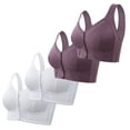 thumbnail image 1 of ZNQHFRE 4 Pack Plus Size Wireless Front Snap Closure Bra Wide Straps Full Coverage Soft Support Underwear Multicolor 54, 1 of 3