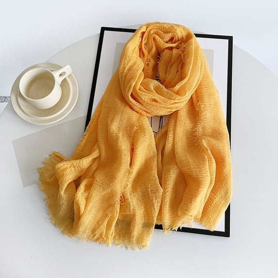 ZNQHFRE Cotton Blend Fringed Scarf For Men Women, Soft Linen Feel Oversized Travel Shawl Portable Outdoor Picnic Wrap