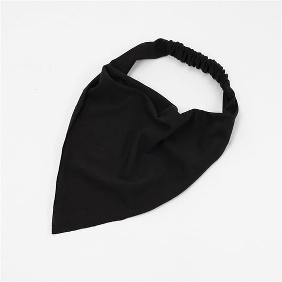 ZNQHFRE Cotton Long Triangle Head Scarf,Solid Color Head Wrap Hair Accessory For Women Black