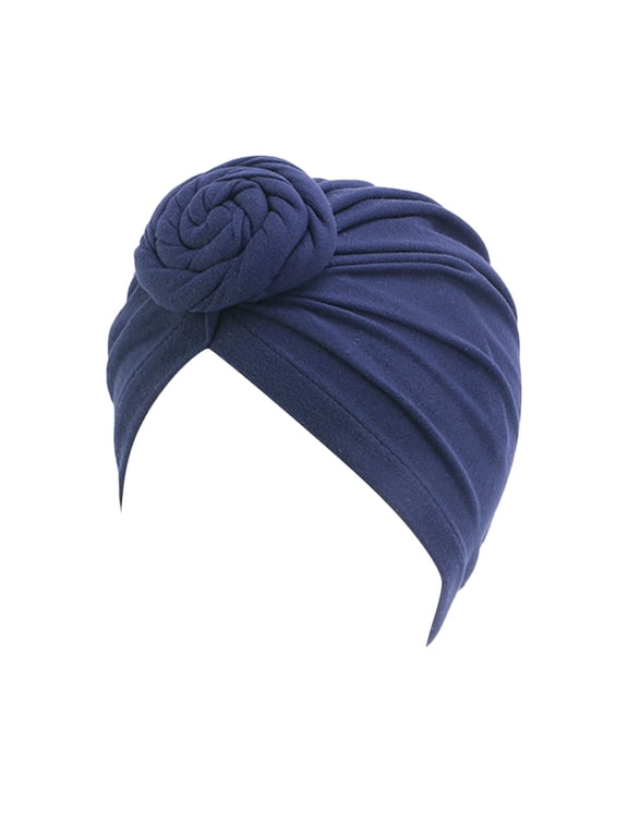 Head Wrap Headbands for Women Turbans Hair Wraps Pre-Tied Pattern Bonnet Turban Knot Beanie Cover Hat Navy