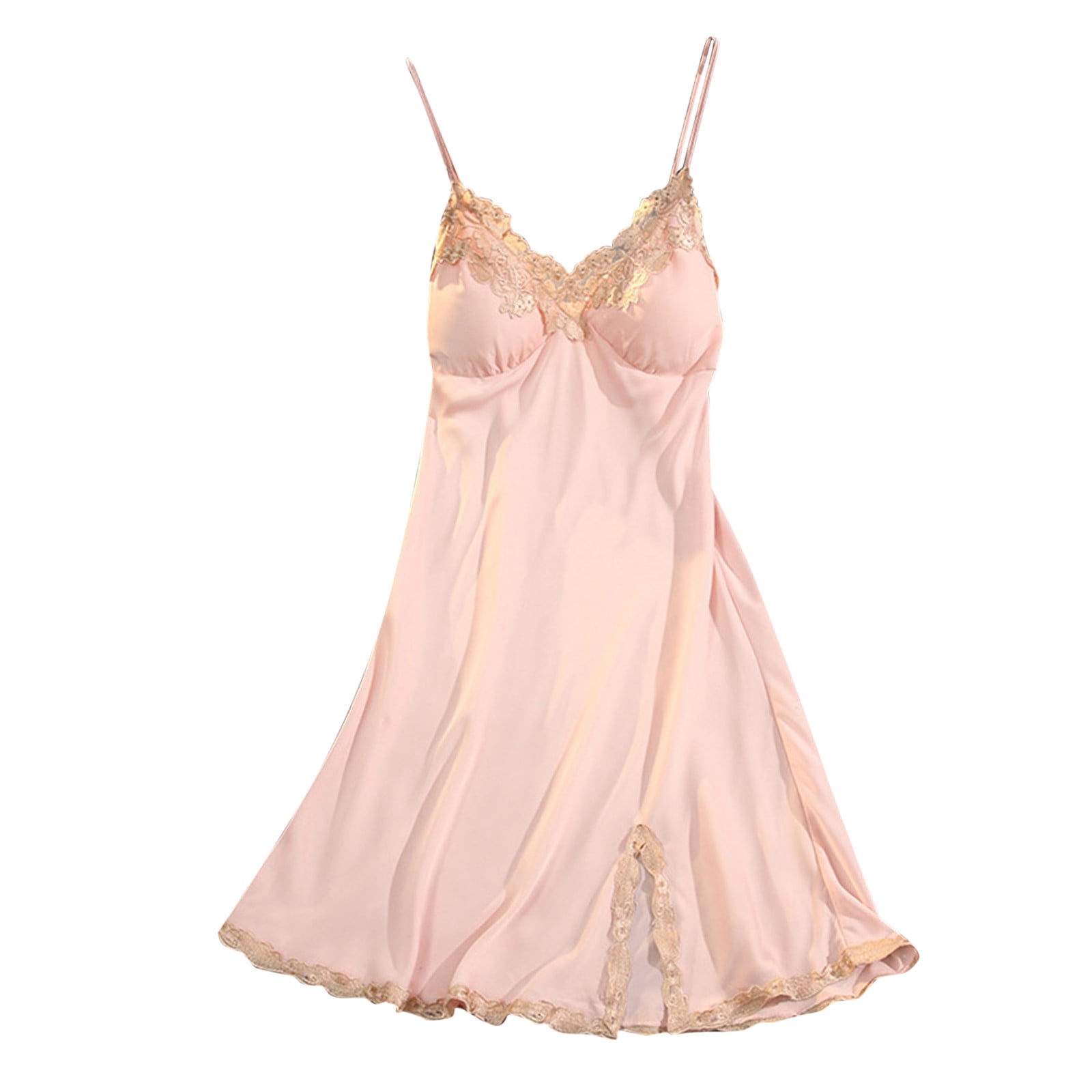 ZNQHFRE Lingerie for Women Sexy Nightgowns Lace V Neck Chemise Bulit-in ...