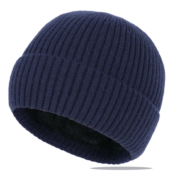 ZNQHFRE Men Women Thick Fleece‑Lined Ear Protective Winter Hat, Solid Color Cold‑Proof Pile Beanie Cap For Cycling Outdoor