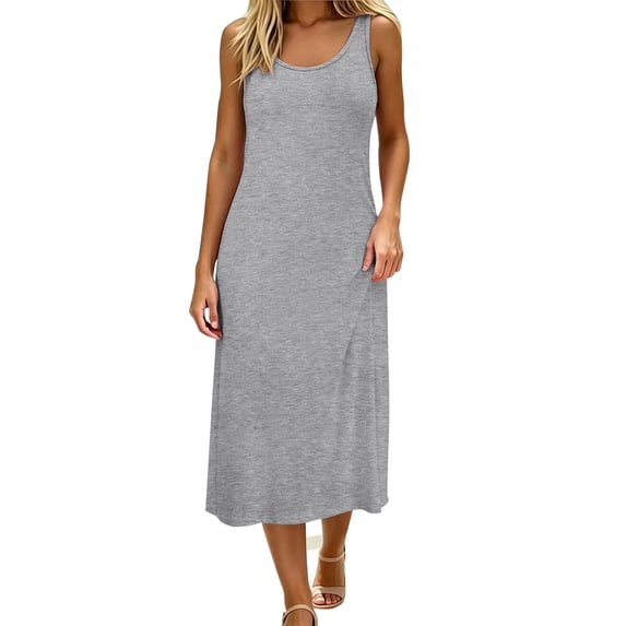 ZNQHFRE Nightgown for Womens Sleeveless Crew Neck Loose Nightdress Sleepwear Comfy Night Gowns