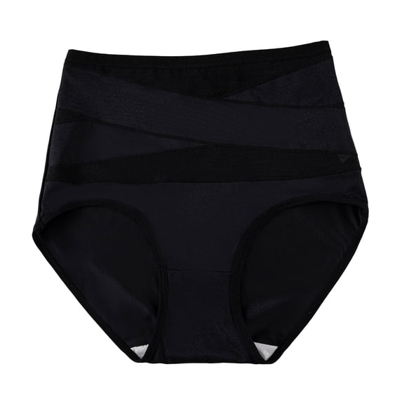 ZNQHFRE Plus Size High‑Waisted Cross‑Design Tummy Control Underwear, Seamless High‑Elastic Butt Lifter Bikini Panties 2XL