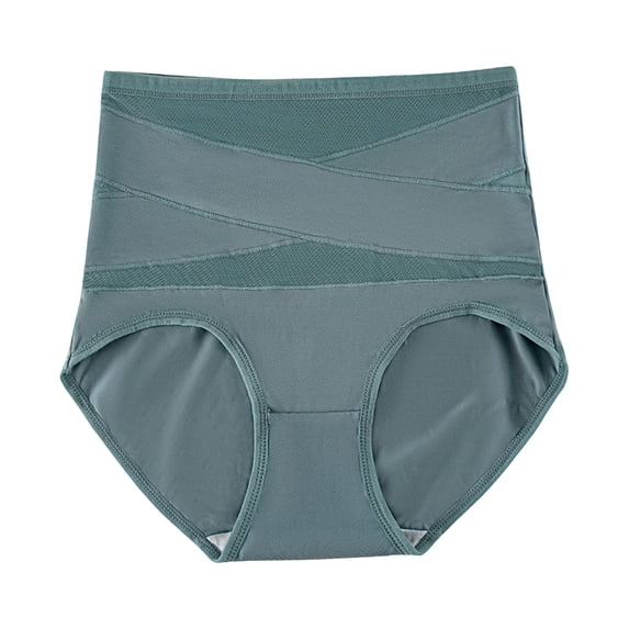 ZNQHFRE Plus Size High‑Waisted Cross‑Design Tummy Control Underwear, Seamless High‑Elastic Butt Lifter Bikini Panties L