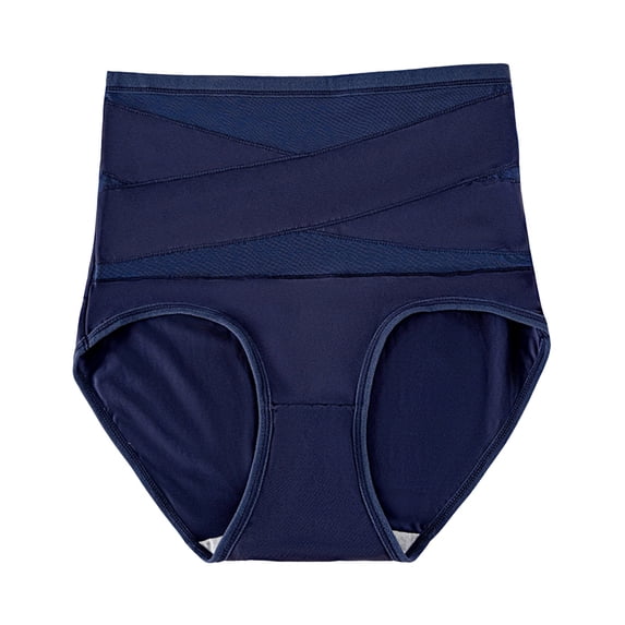 ZNQHFRE Plus Size High‑Waisted Cross‑Design Tummy Control Underwear, Seamless High‑Elastic Butt Lifter Bikini Panties