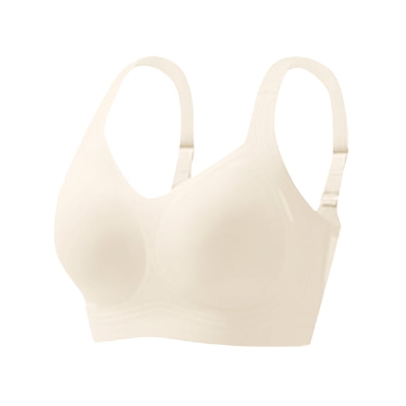 ZNQHFRE Plus Size Wireless Support Bra Full Coverage Back Smoothing Comfort No Underwear For Older & Fuller Figures White L
