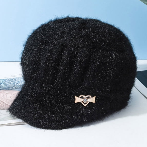 ZNQHFRE Winter Warm Knitted Hat For Ladies, Stretchy Ear‑Cover Fashion Knit Cap With Visor For Cold‑Weather