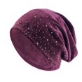 thumbnail image 1 of ZNQHFRE Women Autumn Winter Ultra‑Soft Velvet Warm Beanie Cap ,Starry Rhinestone Pullover Ear‑Cover Hat, 1 of 2