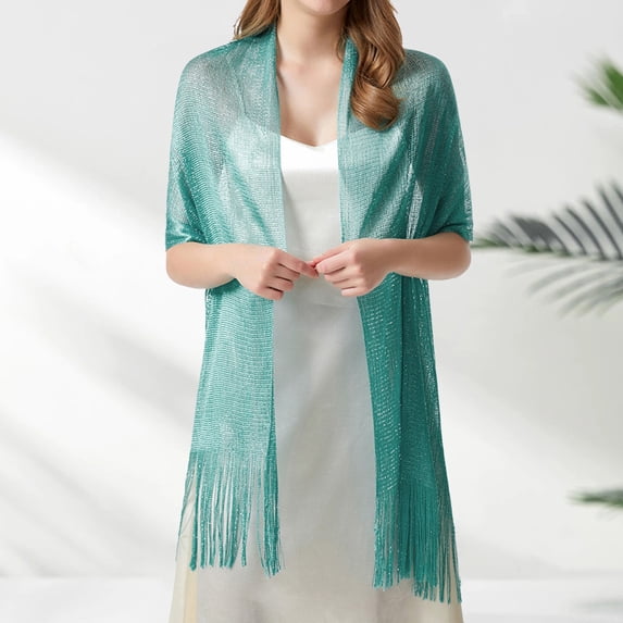 ZNQHFRE Women Faux Silk Lightweight Multi‑Purpose Shawl Head Wrap Scarf Green One Size