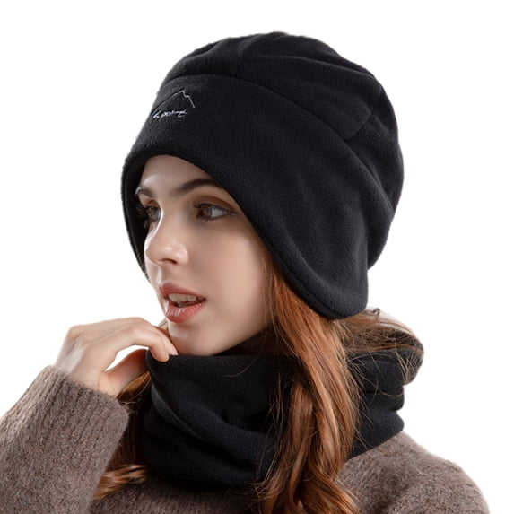 ZNQHFRE Women Fleece Pullover Beanie Hat, Wind‑Resistant Ear‑Protective Cap For Outdoor Cycling Daily Cold‑Weather Wear