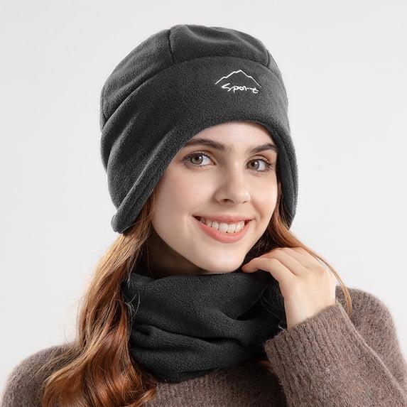 ZNQHFRE Women Fleece Pullover Beanie Hat, Wind‑Resistant Ear‑Protective Cap For Outdoor Cycling Daily Cold‑Weather Wear
